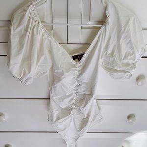 Lulus white ruched bodysuit